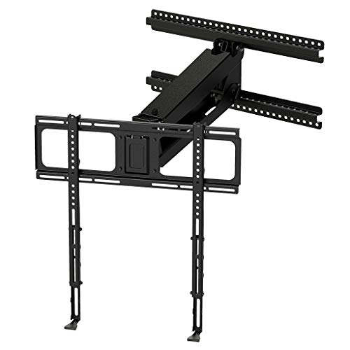 MantelMount MM340 Above Fireplace Pull Down TV Mount - with Patented auto-straightening, auto-stabilization, 2 Gas Pistons, Adjustable Motion Stops, Wire tabs & Safety Pull-Down Handles