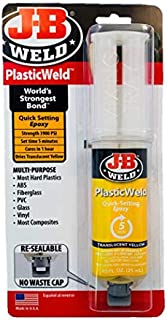 J-B Weld 50132 PlasticWeld Quick-Setting Epoxy Syringe - Translucent Yellow - 25 ml