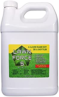 Natures Lawn - Lawn Force 5 - Liquid Lawn Fertilizer, Aerator, Dethatcher, with humic and fulvic Acid, kelp Seaweed, and mycorrhizae, Non-Toxic, Pet-Safe 1 Gallon