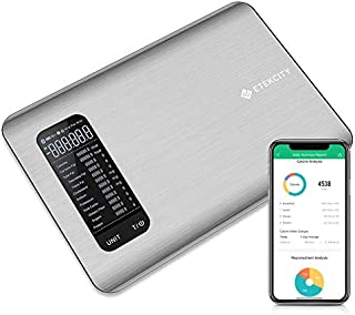 Etekcity Smart Food Nutrition Scale, Digital Grams and Oz for Cooking, Baking, and Weight Loss, Christmas Gift for Holiday Meal Prep, Large, Stainless Steel