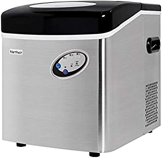 Northair Portable Automatic Stainless Steel Ice Maker,48lbs/24H,Extra Large Capacity with Clear Operation Control Panel, Countertop Design, High Efficiency Make 3 Size Bullet Shaped Ice, Ice scoop