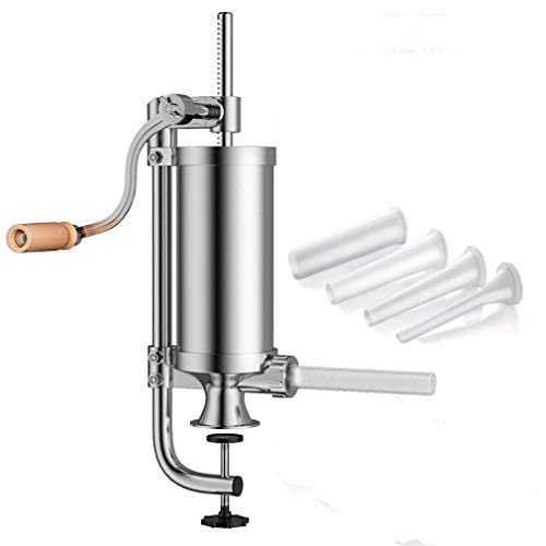 Meao Sausage Filler Stuffer Home Made Machine - Stainless Steel Vertical Sausage Maker with Suction Base and Manual Crank for Household Use or Commercial - Capacity 2.5 LBS #1