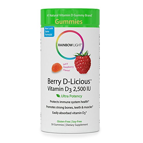 Rainbow Light - Berry D-Licious 2,500 IU Vitamin D3 Gummy - Ultra Potency Vitamin D Supplement Supports Bone and Muscle Strength, Calcium Absorption, and Circulatory Health; Gluten-Free - 50 Count