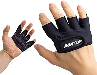 RUNTOP Workout Grip Gloves Crossfit WODS Fitness Gym Yoga Exercise Weight Lifting Powerlifting Bodybuilding Training Hand Palm Protect Men Women (Black, M)