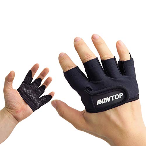 RUNTOP Workout Grip Gloves Crossfit WODS Fitness Gym Yoga Exercise Weight Lifting Powerlifting Bodybuilding Training Hand Palm Protect Men Women (Black, M)