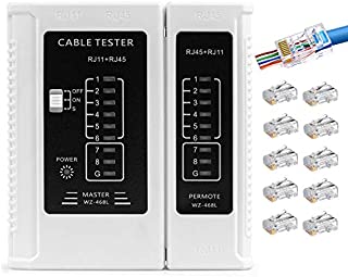 RJ45 Cable Tester Network Cable Tester Ethernet Wire Test Tool for LAN Phone RJ45 RJ11 RJ12 Cat5 Cat5e Cat6 Cat6a Cat7 UTP/Shield Cable