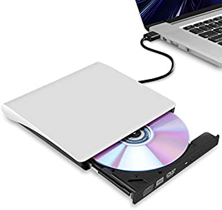 External CD/DVD Drive for Laptop, USB 3.0 Ultra-Slim Portable Burner Writer Compatible with Mac MacBook Pro/Air iMac Desktop Windows 7/8/10/XP/Vista (White)