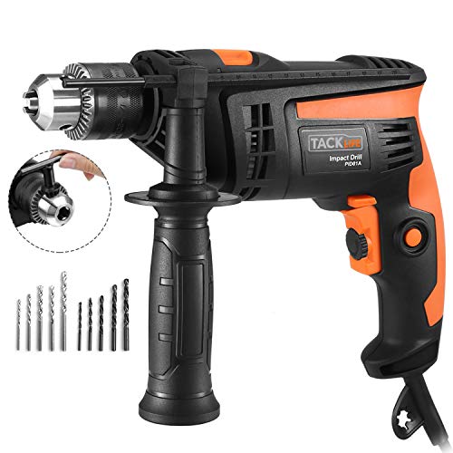 Hammer Drill, TACKLIFE Corded Drill 1/2 Inch, 2800RPM, 44800BPM Dual Drill Mode, Variable Speed Trigger, 360° Rotatable Handle, Speed Setting Knob for Wood, Steel, Masonry-PID01A