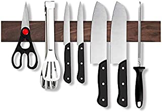 Walnut Magnetic Knife Strip, Wood Magnetic Knife Holder with Powerful Magnets, Wall Mount Knife Rack - 15 inch