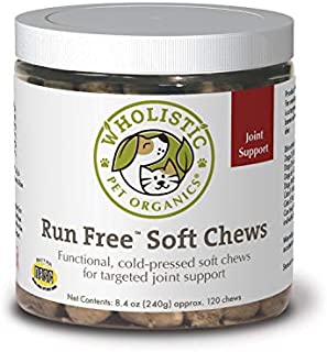 Wholistic Pet Organics Run Free: Hip and Joint Soft Chews - Glucosamine MSM Chondroitin - 2g, 120 Ct