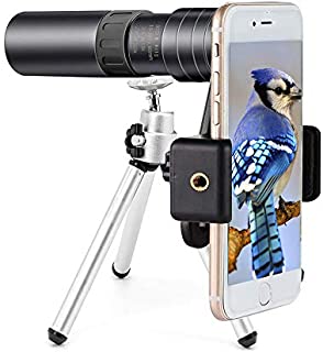Monocular Telescope for Smartphone 4k 10-300x40mm for Adults, Monocular Telescope Zoom for iPhone Waterproof, Fogproof, HD, Easy Focus- use for Hiking Hunting (Black Monocular Telescope)