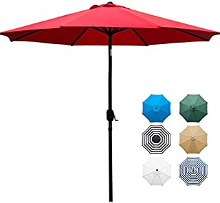 Sunnyglade 9' Patio Umbrella Outdoor Table Umbrella with 8 Sturdy Ribs (Red)