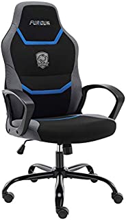 Furious Computer Game Chair,Home Office Desk Chair with Lumbar Support,High Back Fabric Swivel Office Chair,Video Gamer Chair for Teens and Kids,Blue