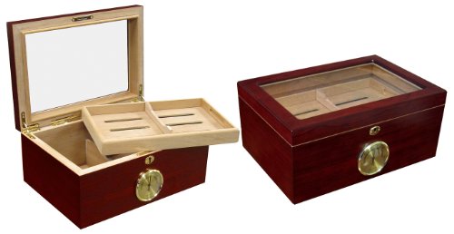 Prestige Import Group 100 Ct. Humidor w/ Glass Top & External Hygrometer