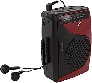 GPX Portable Cassette Player, 3.54 x 1.57 x 4.72 Inches, Requires 2 AA Batteries - Not Included, Red/Black (CAS337B) Black/Red