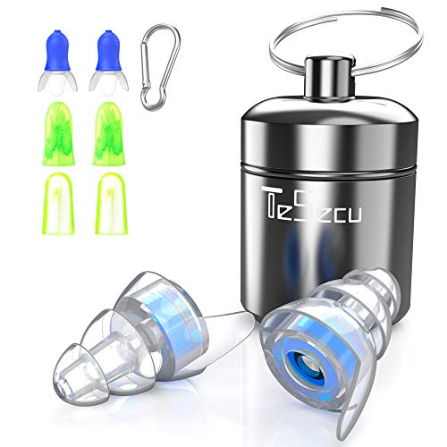 Noise Cancelling Ear Plugs for Sleeping, Tesecu Concert Earplugs Reusable High Fidelity Ear Plugs Hearing Protection for Musicians, Drummers, Percussions, DJs, Nightclub, Music Festivals