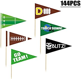 Football Game Flag Picks - Cupcake Toppers Decorations Cocktail Sticks Toothpick Party Supplies 144Ct