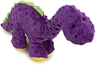 goDog Dinos Bruto with Chew Guard Tough Plush Dog Toy, Purple, Large