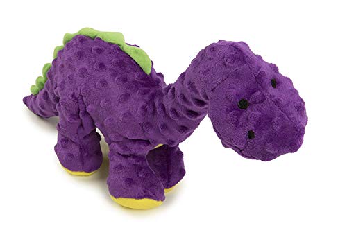 goDog Dinos Bruto with Chew Guard Tough Plush Dog Toy, Purple, Large