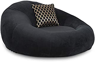 Seatcraft 1971 Bella Fabric Home Theater Seat Foam Round Lounge Cuddle Chair, Sofa, Black