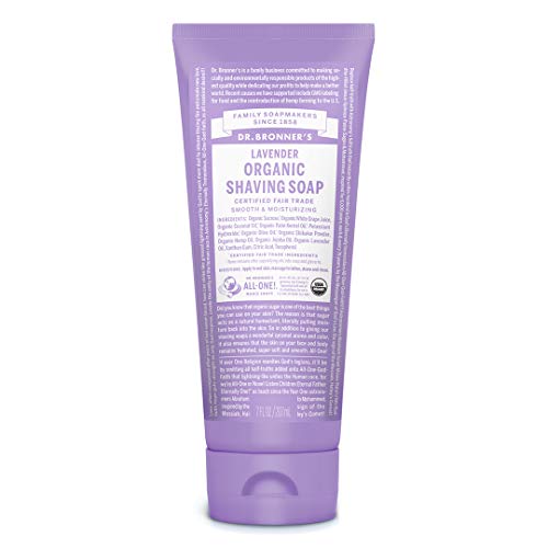 Dr. Bronner's - Organic Shaving Soap (7 Ounce) - Certified Organic, Sugar and Shikakai Powder, Soothes and Moisturizes for Close Comfortable Shave, Use on Face, Underarms and Legs (Lavender)