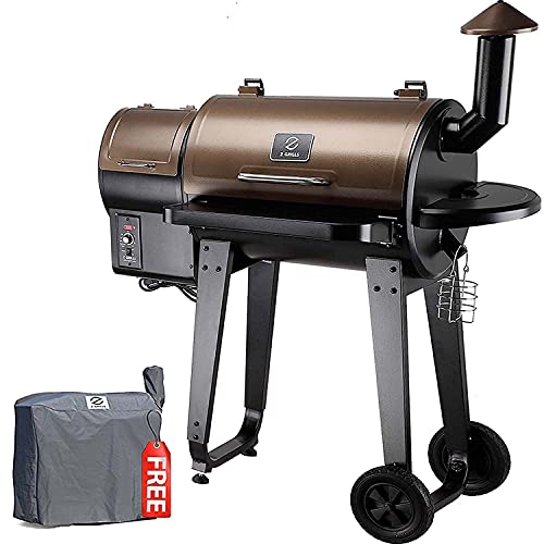 Z GRILLS ZPG-450A 2020 Upgrade Wood Pellet Grill & Smoker 6 in 1 BBQ Grill Auto Temperature Control, 450 Sq in Bronze