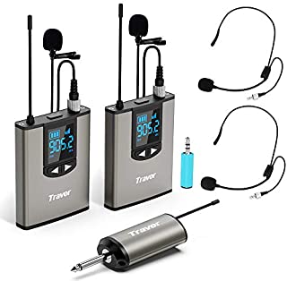 Travor Dual Wireless Lavalier Microphone System with Headset/Lapel Mics with Noise Reduction for DSLR Camera, Smartphones, PA Speaker, Podcast, YouTube, Interview, Vlogging, Video Recording