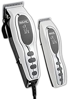 Wahl Pet-Pro Clipper & Trimmer Pet Grooming Combo Kit for Dogs and Cats: Comes with a corded Clipper and a battery operated Trimmer, by The Brand Used By Professionals. #9284,Chrome/White