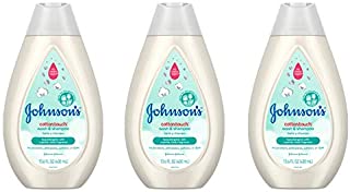 Johnson's Baby, CottonTouch Newborn Baby Wash and Shampoo with No More Tears, Sulfate, Paraben, Free for Sensitive Skin, Gently Washes Away Dirt and Germs, White, 13.6 Fl Oz (Pack of 3), 40.8 Ounce