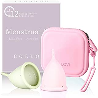 Menstrual Cups Set, Support Low Cervix and Light or Heavy Flow, Pad and Tampon Alternative, Soft, Flexible and Reusable, Beginner Safe, Free Bonus Travel Storage Bag (Small, Pink&Green)