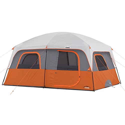 Core 10 Person Straight Wall Cabin Tent (Orange)