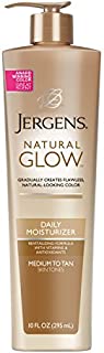 Jergens Natural Glow Sunless Tanning Lotion, Self Tanner for Skin Tone, Body Lotion for Natural Looking Tan, Medium to Tan, 10 Fl Oz