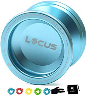 MAGICYOYO Responsive V6 Locus Aluminum Alloy YoYo Star Logo Kids Beginner Learner Yoyo Bag, Yoyo Glove 5 Spinning Strings (Sky Blue)