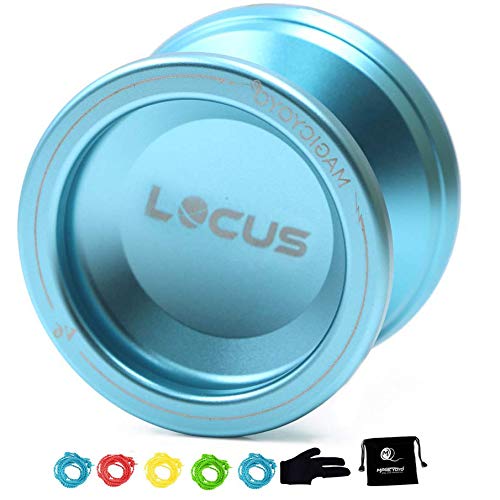 MAGICYOYO Responsive V6 Locus Aluminum Alloy YoYo Star Logo Kids Beginner Learner Yoyo Bag, Yoyo Glove 5 Spinning Strings (Sky Blue)