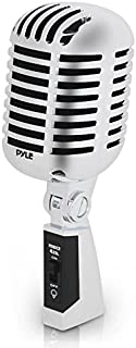 Classic Retro Dynamic Vocal Microphone - Old Vintage Style Unidirectional Cardioid Mic with XLR Cable - Universal Stand Compatible - Live Performance In Studio Recording - Pyle PDMICR42SL (Silver)