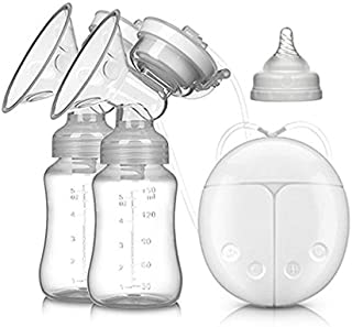 Electric Intelligent Breast Pump, BPA-Free USB Dual Breast Pump Safety Comfortable and Lightweight Automatic Massage Postpartum Breast Pump, 150ml Milk Storage Bottle with Lid and Nipple 