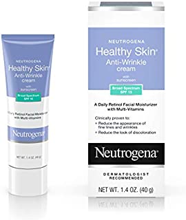 Neutrogena Healthy Skin Anti-Wrinkle Retinol & Vitamin E Daily Moisturizer with SPF 15 Sunscreen, Oil-Free Face & Neck Cream with Retinol, Vitamin E, Vitamin A & Vitamin B5, 1.4 oz