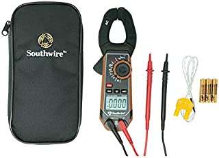 Southwire Tools & Equipment 21510N clamp meter, third-hand test probe holder, 400A AC current range, CAT III 600V safety rating, built-in non-contact voltage detector, 5 year warranty, Black Brown