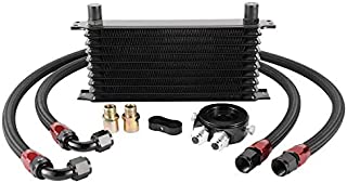 NovelBee 10 Row AN10 Universal Aluminium Alloy Engine Transmission Oil Cooler Kit with Filter Adapter Hose Kit