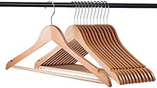 Home-it (20 Pack Natural Wood Solid Wood Clothes Hangers, Coat Hanger Wooden Hangers