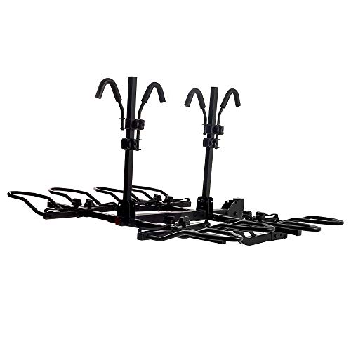 KAC Overdrive Sports K4 2 Hitch Mounted Rack 4-Bike Platform Style Carrier for Standard, Fat Tire, and Electric Bicycles  60 lbs/Bike Heavy Weight Capacity - Smart Tilting  RV Use Prohibited