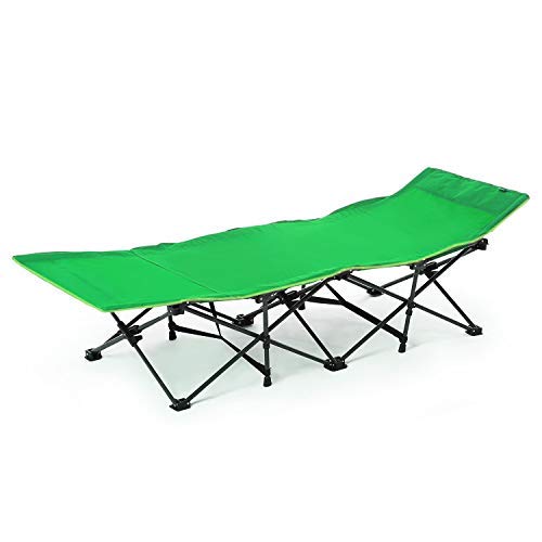 CAMPMAX Folding Camping Cots for Adults Most Comfortable, Extra Wide Portable Sleeping Cot with Pillow and Carry Bag, Great for Camping Outdoor Travel Office Use, Green