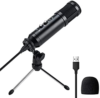 USB Microphone, RUNNLY Condenser Gaming Microphone with Tripod Stand Recording Microphone for Recording Vocals, Podcasting, Streaming, Gaming, Compatible with Mac Laptop Windows Computer