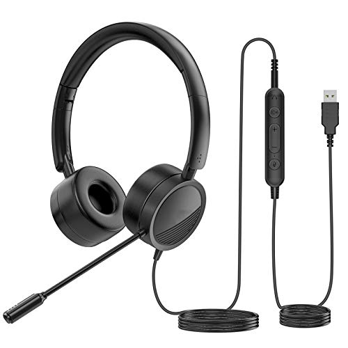 Headset Computer Headset with Microphone Over Ear Headsets PC Headsets with Noise Canceling Suitable for Network Places