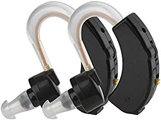 Digital Hearing Amplifiers - Set of 2 Small BTE Sound Amplifiers, a Behind The Ear Personal Amplification Device and Sound Enhancer Aids with Noise Reducing Feature for Adults, Seniors & Women, Black