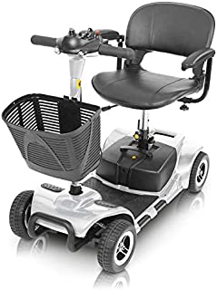 Vive 4 Wheel Mobility Scooter - Electric Powered Wheelchair Device - Compact Heavy Duty Mobile for Travel, Adults, Elderly - Long Range Power Extended Battery with Charger and Basket Included