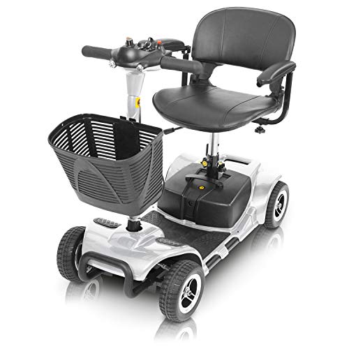 Vive 4 Wheel Mobility Scooter - Electric Powered Wheelchair Device - Compact Heavy Duty Mobile for Travel, Adults, Elderly - Long Range Power Extended Battery with Charger and Basket Included