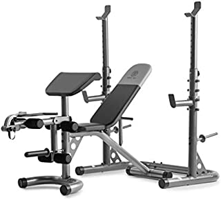 Gold's Gym XRS 20 Adjustable Olympic Workout Bench with Squat Rack, Leg Extension, Preacher Curl, and Weight Storage