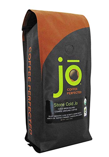 STONE COLD JO: 12 oz, Cold Brew Coffee Blend, Dark Roast, Coarse Ground Organic Coffee, Silky, Smooth, Low Acidity, USDA Certified Organic, Fair Trade Certified, NON-GMO, Great French Press Hot Brew