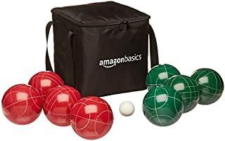 Amazon Basics 100 Millimeter Bocce Ball Outdoor Yard Games Set with Soft Carrying Case - 2 to 8 Players, Red and Green